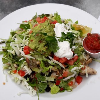 Bayside Cafe - Special of the day. Cod tostada with cheese, mushrooms, black and pinto beans. Very good! - Mexican Near Me - Morro Bay, California