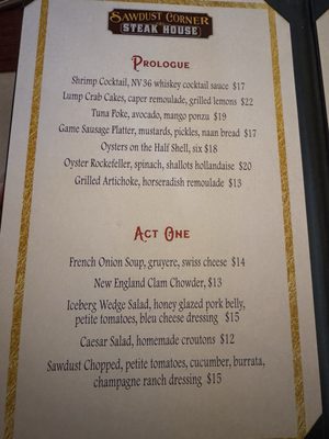 Menu photo 4 Sawdust Corner Steakhouse Virginia City, NV Menu photo 4 Sawdust Corner Steakhouse Virginia City, NV