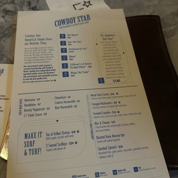 Cowboy Star - Menu 10/2/26 - Steakhouses Near Me - San Diego, California