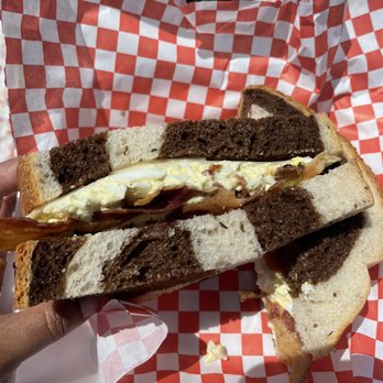 Hungry Bear Deli - Egg-salad on marble rye with Hickory Smoked Bacon & Swiss. - Delis Near Me - Vista, California Hungry Bear Deli - Egg-salad on marble rye with Hickory Smoked Bacon & Swiss. - Delis Near Me - Vista, California