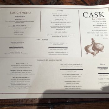 Cask - Lunch Menu - Bars Near Me - New York, New York Cask - Lunch Menu - Bars Near Me - New York, New York