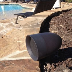 Athens Audio Video - This Sonnaray outdoor audio system delivers fabulous sound with 8 small speaker and buried hidden subwoofer at Cedar Creek Lake.