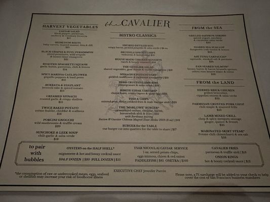 Menu photo 7 The Cavalier San Francisco, CA