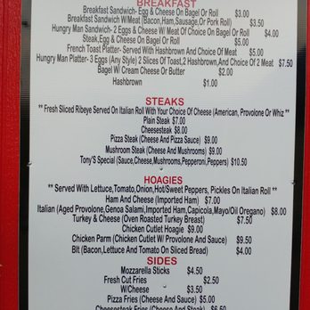 Tony's Steaks - Sandwiches Near Me - Benton, Pennsylvania Tony's Steaks - Sandwiches Near Me - Benton, Pennsylvania