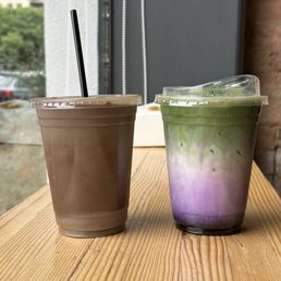 Citrus goth and matcha latte with ube Citrus goth and matcha latte with ube