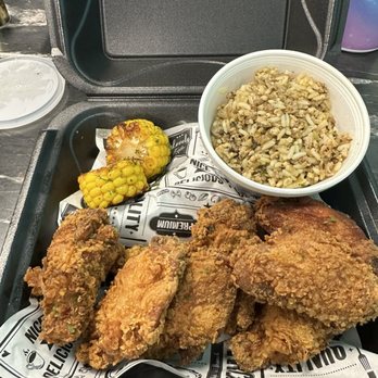 Creole Connection - Cajun Wings w/ Dirty Rice and corn - Cajun/Creole Near Me - Birmingham, Alabama Creole Connection - Cajun Wings w/ Dirty Rice and corn - Cajun/Creole Near Me - Birmingham, Alabama