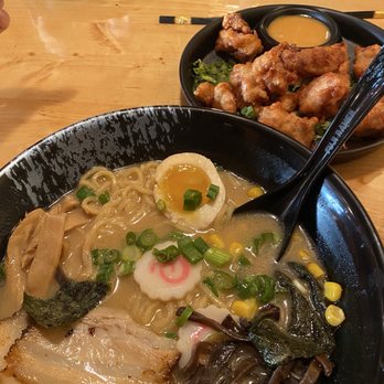 Fuji Ramen - Tonkotsu ramen with black garlic oil and karage chicken - Ramen Near Me - Avon, Indiana Fuji Ramen - Tonkotsu ramen with black garlic oil and karage chicken - Ramen Near Me - Avon, Indiana