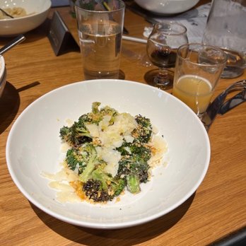 Trillium Brewing - Fort Point - Broccoli Caesar salad with a hazy IPA and coconut stout in the background. - Breweries Near Me - Boston, Massachusetts