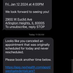 Text message from Westgate Text message from Westgate