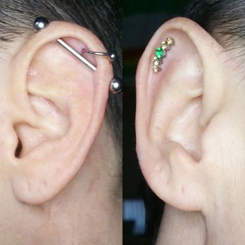 Barbella Studios - Helix ring, and crystal cluster helix done today by Dylan! - Piercing Near Me - Costa Mesa, California Barbella Studios - Helix ring, and crystal cluster helix done today by Dylan! - Piercing Near Me - Costa Mesa, California