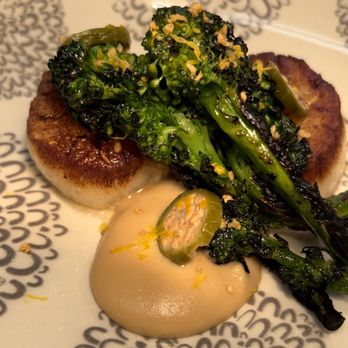 Decant - Day Boat Scallops | Cauliflower | Potato | Broccolini | Capers | Citrus - New American Near Me - Medford, Oregon Decant - Day Boat Scallops | Cauliflower | Potato | Broccolini | Capers | Citrus - New American Near Me - Medford, Oregon