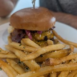 Bohemian Bull - Poppin' Smash Burger with Parmesan truffle fries. This was our favorite burger