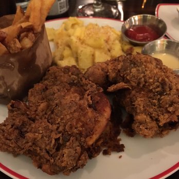MoCo's Founding Farmers - Spicy Fried Chicken with Fries and Mac & Cheese - New American Near Me - Potomac, Maryland MoCo's Founding Farmers - Spicy Fried Chicken with Fries and Mac & Cheese - New American Near Me - Potomac, Maryland