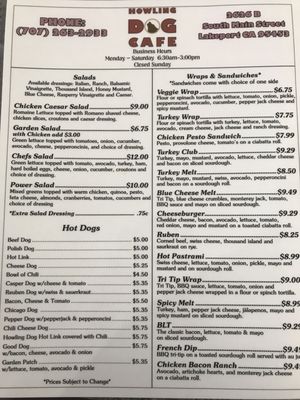Menu photo 7 Howling Dog Cafe Lakeport, CA