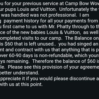 Camp Bow Wow - This photo is the email she sent me watch out for this company obviously they don't run a very good business un - Pet Boarding Near Me - Mesa, Arizona