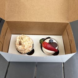Pushkin’s Bakery & Cafe - Roseville - Mixed Berry Ganache Cupcake Toasted Coconut Cupcake