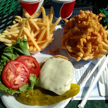 Cobie's - Kids size cheeseburger and clam strips. Enough for adults! - Fish & Chips Near Me - Brewster, Massachusetts