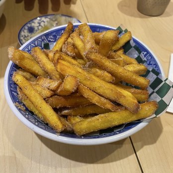 Hoja - Sweet Potato Fries with Plum Powder - Desserts Near Me - Markham, Ontario Hoja - Sweet Potato Fries with Plum Powder - Desserts Near Me - Markham, Ontario
