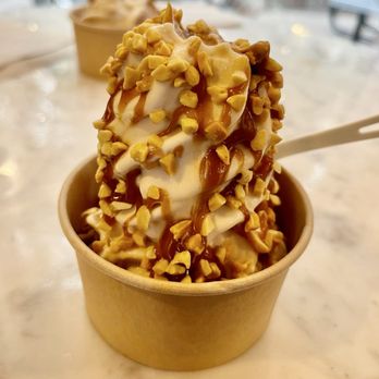 Vaca's Creamery - Vanilla and chocolate swirl, with peanut butter and chopped nuts for the toppings - Ice Cream & Frozen Yogurt Near Me - Chicago, Illinois Vaca's Creamery - Vanilla and chocolate swirl, with peanut butter and chopped nuts for the toppings - Ice Cream & Frozen Yogurt Near Me - Chicago, Illinois