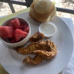 Rosie's Pot & Kettle Cafe - Chicken strips and watermelon