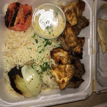 Hummus Cafe - Combo platter w filet beef - Mediterranean Near Me - Moore, Oklahoma