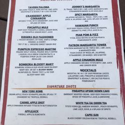 Johnny's Tavern - Drink menu