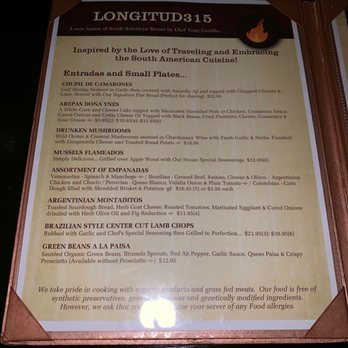 Longitud315 - Menu options starters - Latin American Near Me - Highwood, Illinois Longitud315 - Menu options starters - Latin American Near Me - Highwood, Illinois