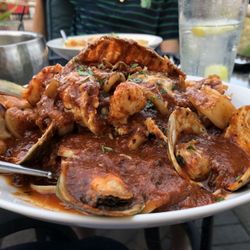 Seaside Prime by Paisano's - Seafood Diablo - you can get 50/50 spicy marinara and non-spicy marinara. This is HUGE portions, and so good!
