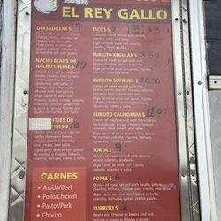 El Rey Gallo - Menu