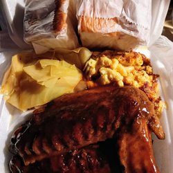 Soulful D’lites - BBQ Turkey Wing Platters with Cabbage, Mac & Cheese and Cornbread.