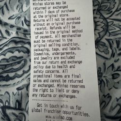 Miniso - Return terms just fyi since other reviews not not knowing about it etc.
