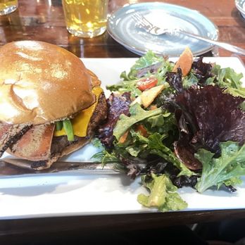 Craft Roots - Bourbon Bakon Burger and salad. Cooked to perfection, just right!! - Bars Near Me - Morgan Hill, California