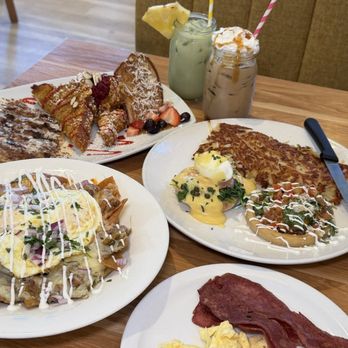 Broken Yolk Cafe - sweet trio, chilaquiles bowl, sope benedict, salmon benedict, iced Messy Caramel Latte, Iced Pineapple Matcha - Breakfast & Brunch Near Me - Irvine, California Broken Yolk Cafe - sweet trio, chilaquiles bowl, sope benedict, salmon benedict, iced Messy Caramel Latte, Iced Pineapple Matcha - Breakfast & Brunch Near Me - Irvine, California