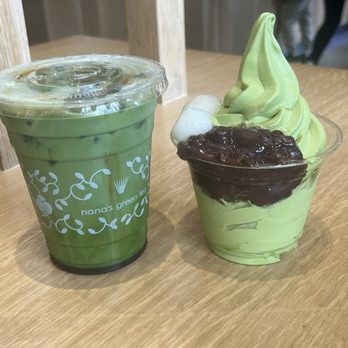 Nana's Green Tea - Matcha Soft Serve with red bean and mochi - Desserts Near Me - Bellevue, Washington