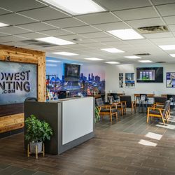 Midwest Tinting - our lobby has wifi, desks, comfortable seating, and plenty of businesses within walking distance to keep busy while you wait for your car