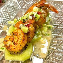 Chef Brian Cooks - Grilled Shrimp with Apple Kiwi Slaw and Vinaigrette