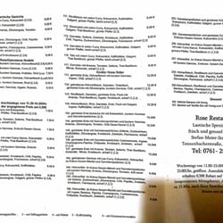 Restaurant Rose - Speisekarte