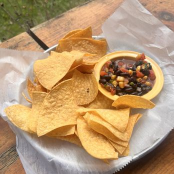 Hop’s - Chips and bean salsa hit the spot after a morning hike. - Beer Gardens Near Me - Campton, Kentucky