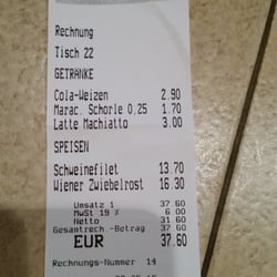 Landhotel Aschenbrenner - Rechnung vom 22.5.2015 Abendessen