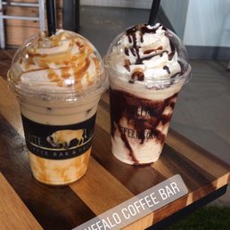 Left: White Buffalo Iced Right: Reese's Mocha Frozen Left: White Buffalo Iced Right: Reese's Mocha Frozen