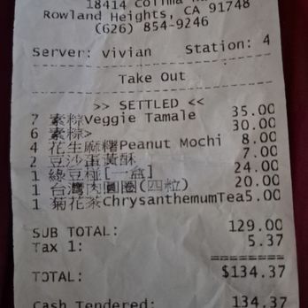 Yi Mei Deli - Total purchase that day. - Chinese Near Me - Rowland Heights, California