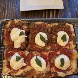 Classic and Eggplant pizza