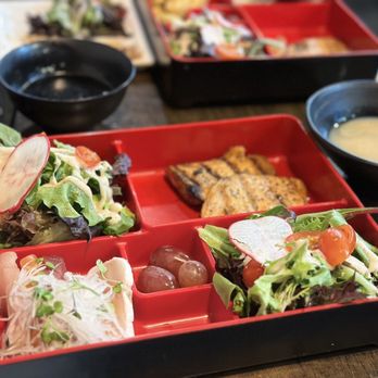 M Sushi Bistro - Lunch bento special with salmon shioyaki, sashimi, no rice, and extra salad - Sushi Bars Near Me - Lodi, California M Sushi Bistro - Lunch bento special with salmon shioyaki, sashimi, no rice, and extra salad - Sushi Bars Near Me - Lodi, California