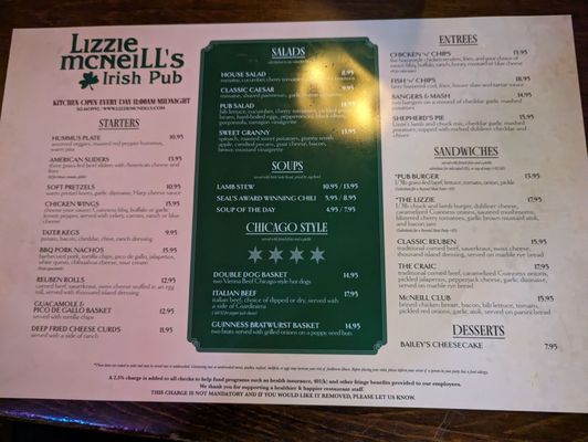 Menu photo 6 Lizzie McNeill's Irish Pub Chicago, IL Menu photo 6 Lizzie McNeill's Irish Pub Chicago, IL
