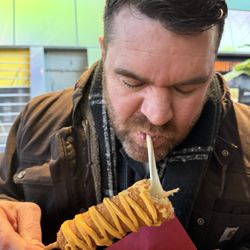 De Markthal - Half cheese and half sausage corn dog with siracha mayo. So good