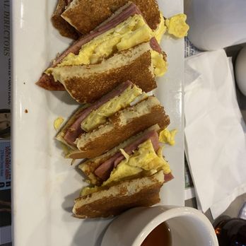 Hangar 36 - Pork roll egg and cheese sliders on gluten free pancakes. Syrup to dip. - Breakfast & Brunch Near Me - Hazlet, New Jersey Hangar 36 - Pork roll egg and cheese sliders on gluten free pancakes. Syrup to dip. - Breakfast & Brunch Near Me - Hazlet, New Jersey
