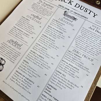 Jack Dusty - Drink menu - Seafood Near Me - Sarasota, Florida