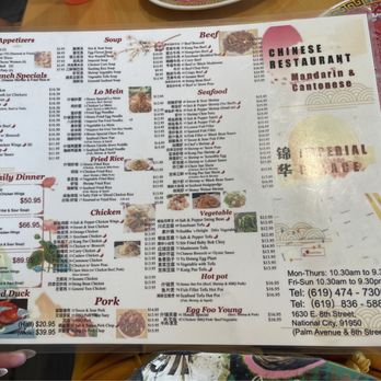 Imperial Palace - Menu - Chinese Near Me - National City, California