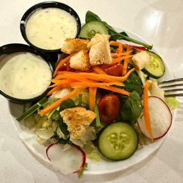 Side salad with TWO ranch dressings! Side salad with TWO ranch dressings!