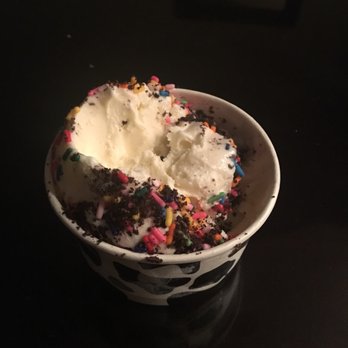 Moo Cow Cream - Sooooo I had already ate like half before I took the pic. Vanilla, sprinkles, and crumbled Oreos. Heavenly! - Ice Cream & Frozen Yogurt Near Me - St. Simons Island, Georgia Moo Cow Cream - Sooooo I had already ate like half before I took the pic. Vanilla, sprinkles, and crumbled Oreos. Heavenly! - Ice Cream & Frozen Yogurt Near Me - St. Simons Island, Georgia
